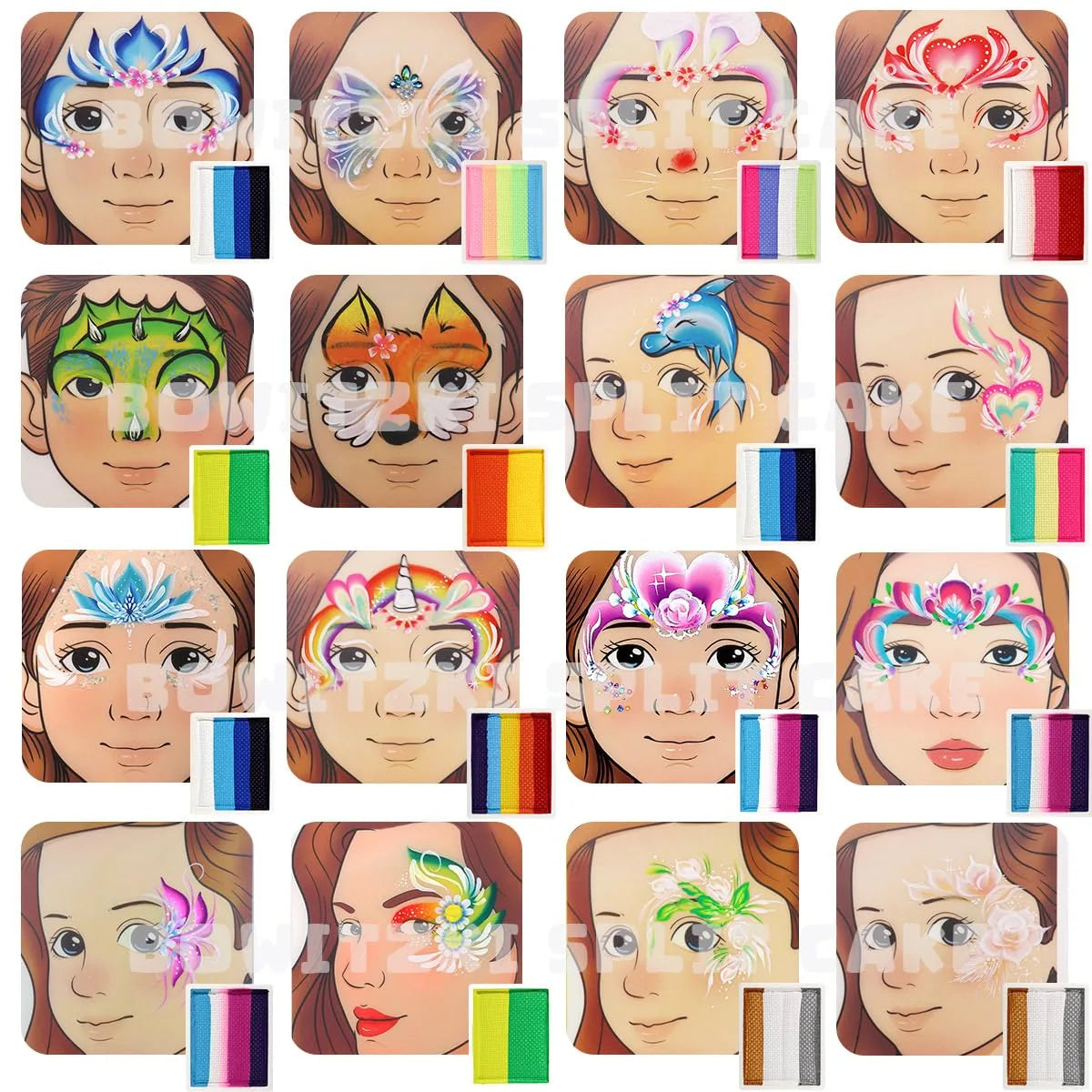 Professional One Stroke Face Paint Kit _ Bright