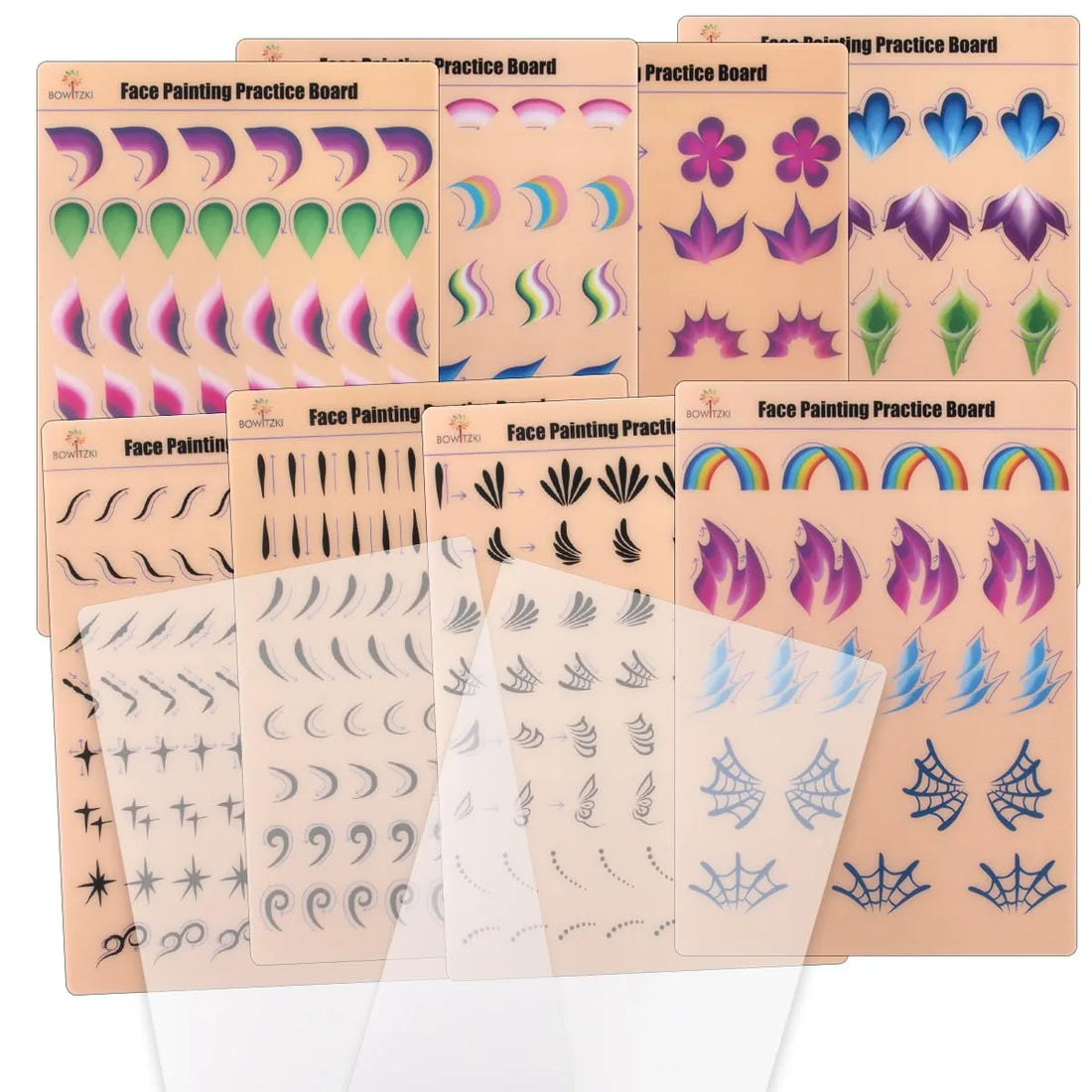 10pcs Reusable Face Painting Practice Board