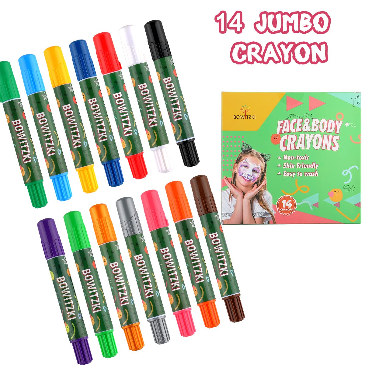 14 Colors Face Paint Crayons for Kids