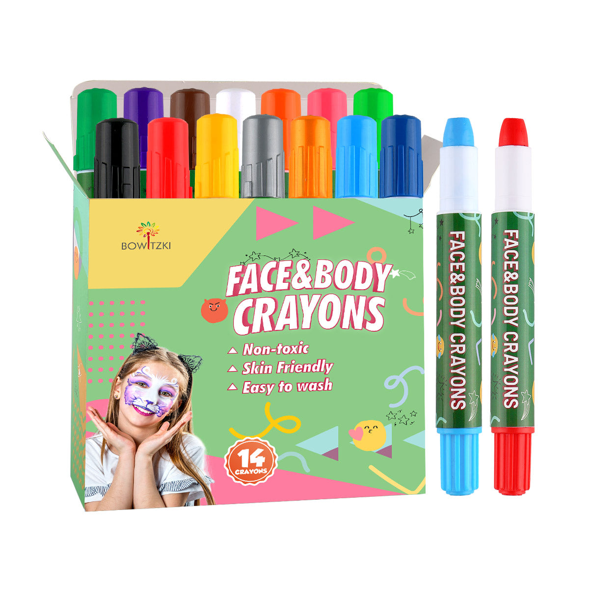 14 Colors Face Paint Crayons for Kids