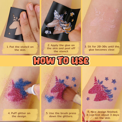 Temporary Glitter Tattoo Kit For Childrens