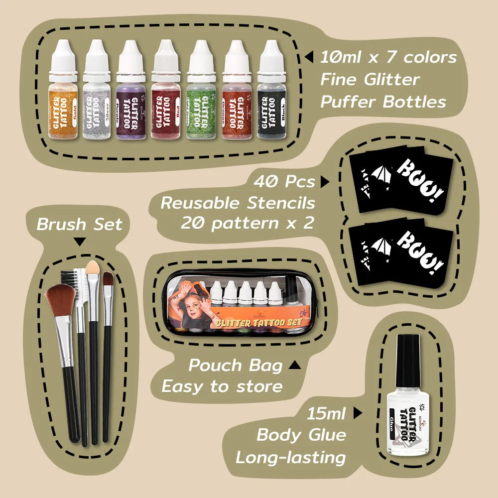 Temporäres Glitzer-Tattoo-Set für Kinder