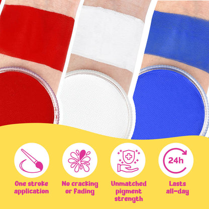 30g Professional Face Body Paint Cake Bundles-Red white blue