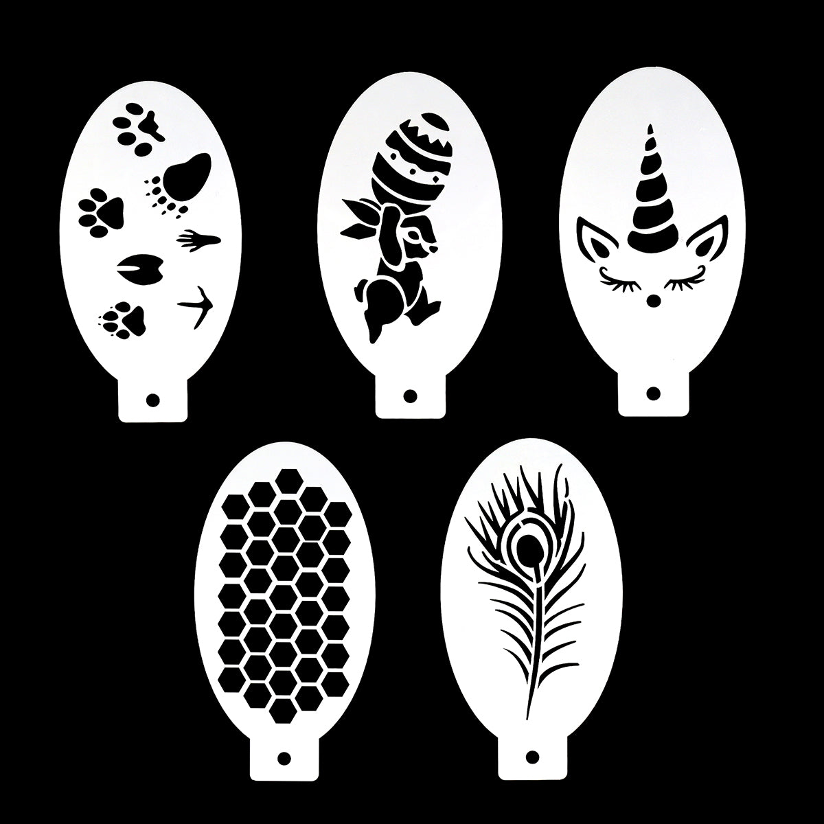 5pcs Reusable Face Paint Stencils