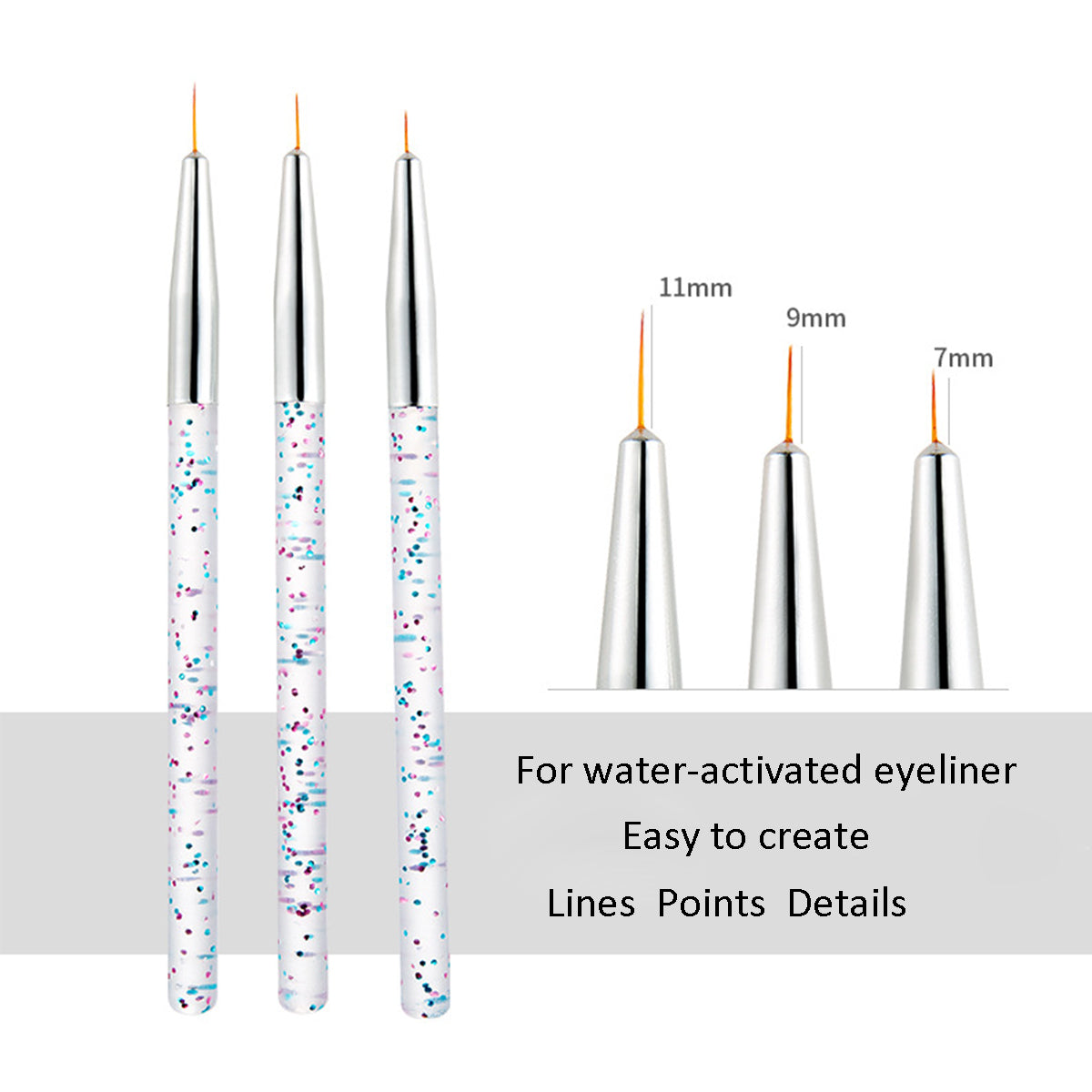 Water Activated Eyeliner Brush 3 Pieces Set