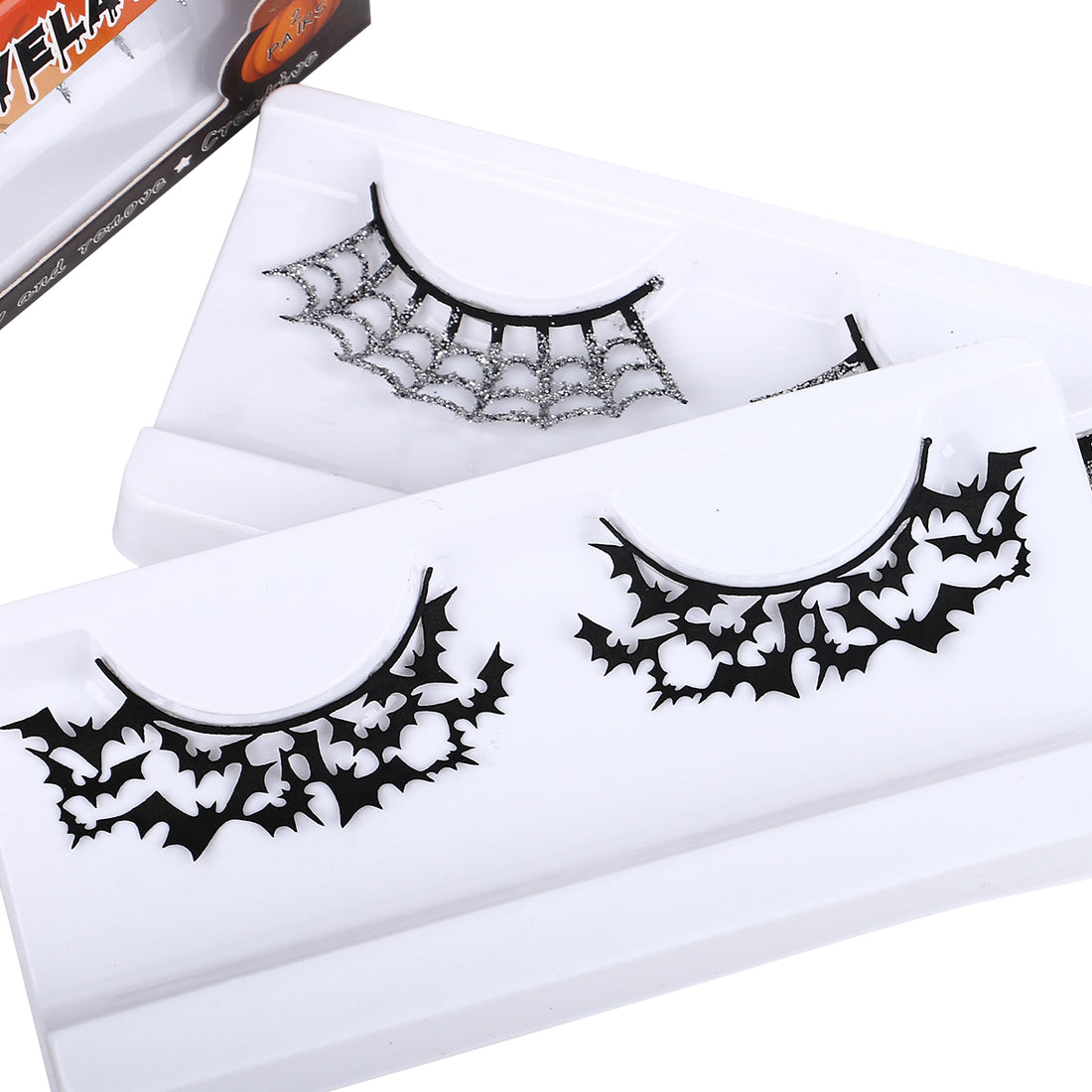 Halloween Creepy Eyelashes Set Spider Web Bat