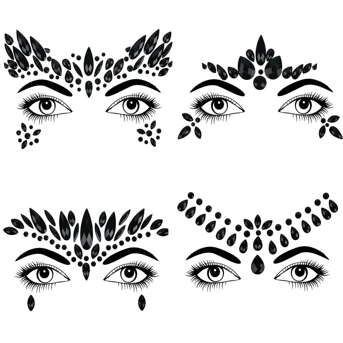 4 sets face jewels festival halloween temporary tattoos