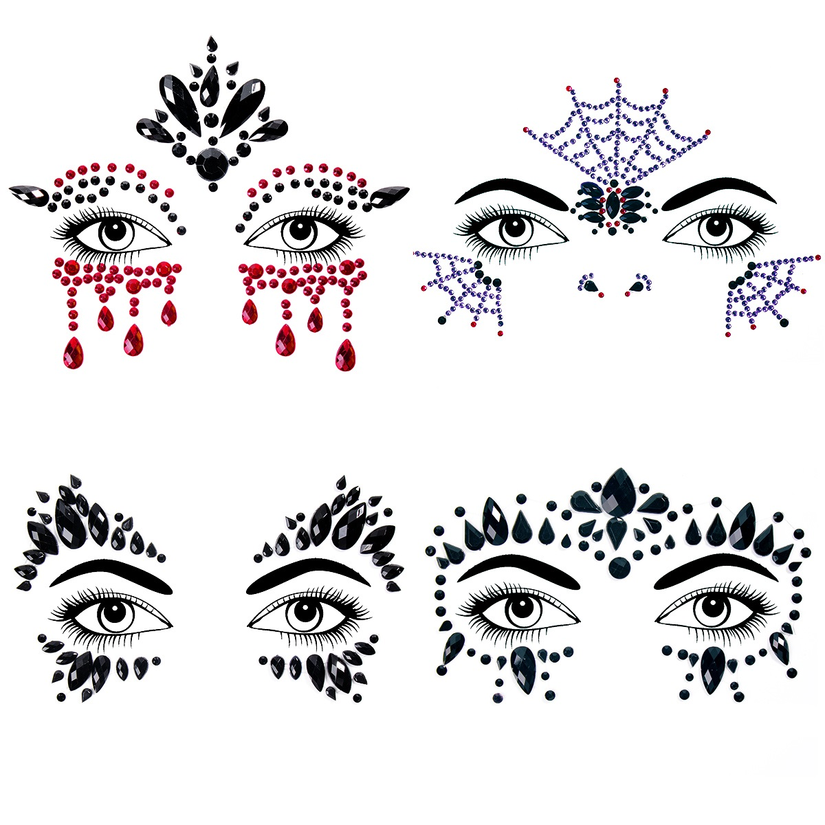 4 sets face jewels festival halloween temporary tattoos