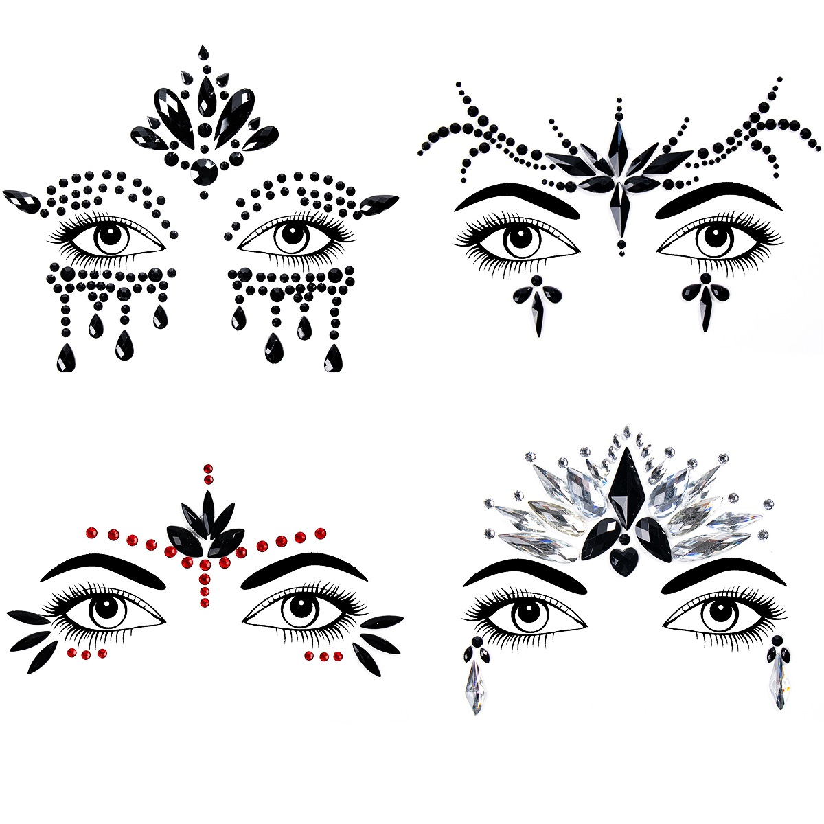 4 sets face jewels festival halloween temporary tattoos